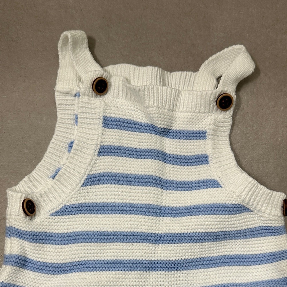 Striped Blue and White Kids Sweater Romper - Picture 3 of 11